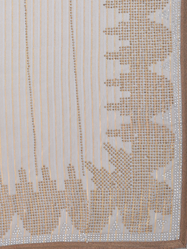 Neerus Grey Embellished Saree With Blouse