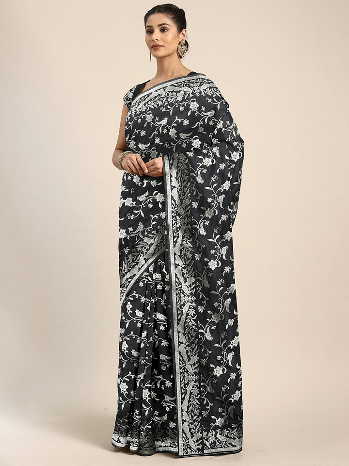 Neerus Black Color Silk Fabric Saree