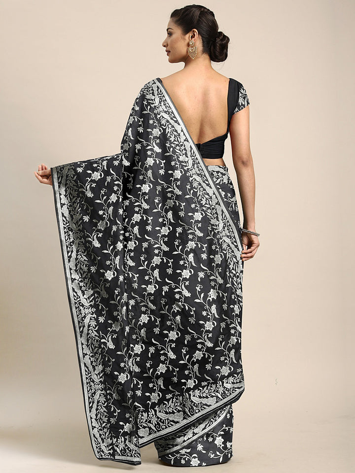 Neerus Black Color Silk Fabric Saree