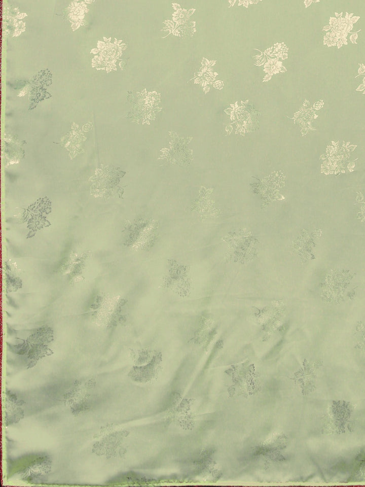 Neerus Green crepe printed saree with blouse piece - detail view 1