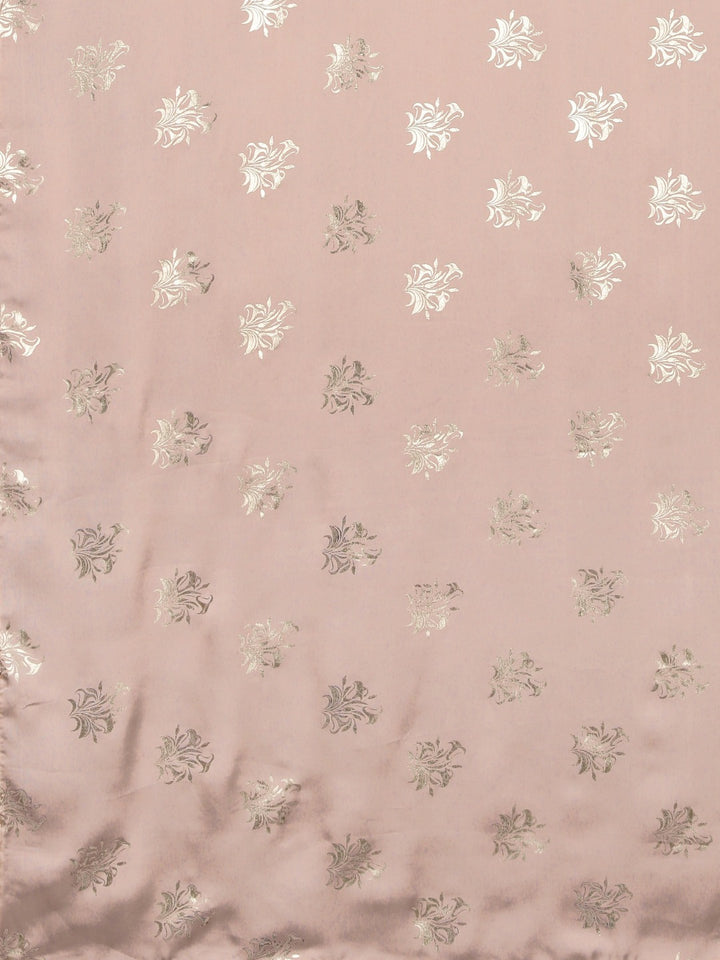 Neerus Peach Printed Saree With Blouse