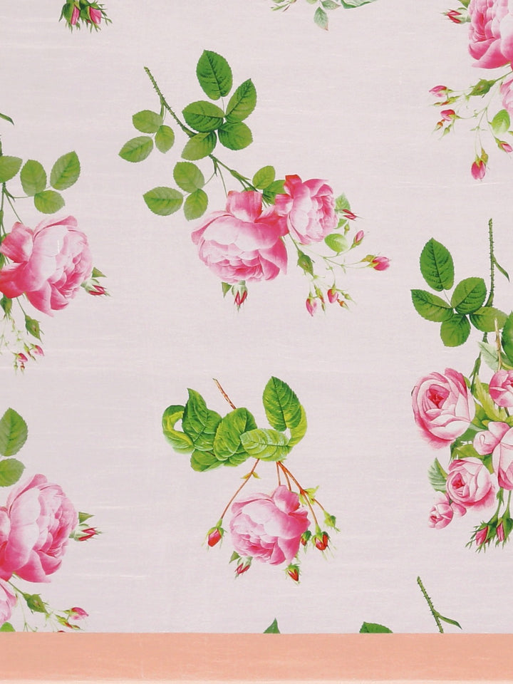 Neerus White Printed Saree With Blouse