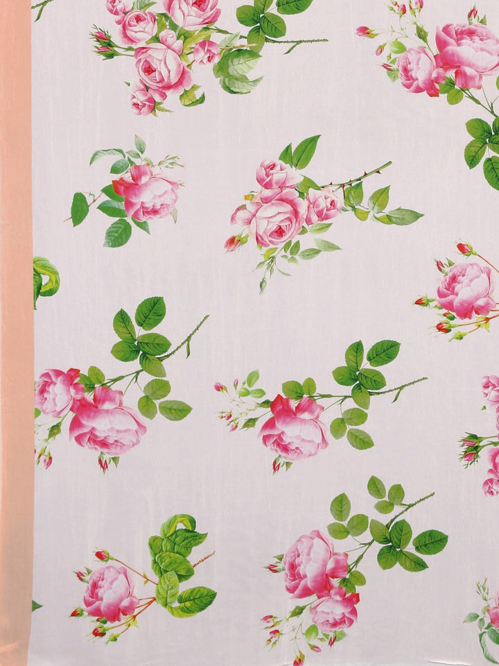 Neerus White Printed Saree With Blouse