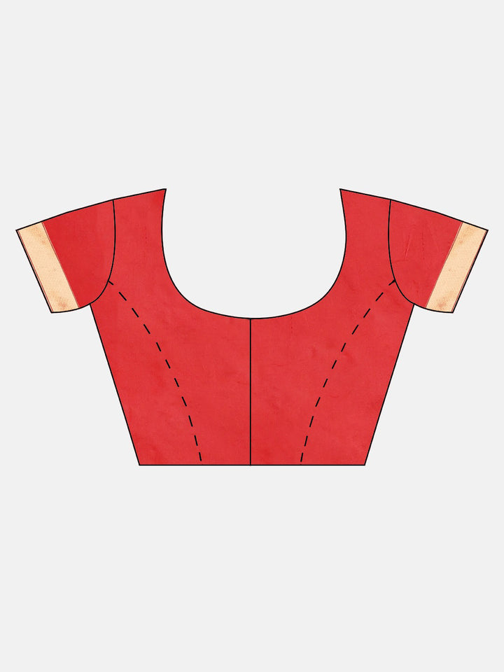 Neerus Red Textured Saree With Blouse
