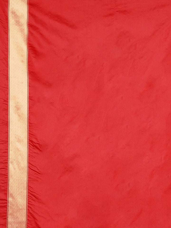 Neerus Red Textured Saree With Blouse