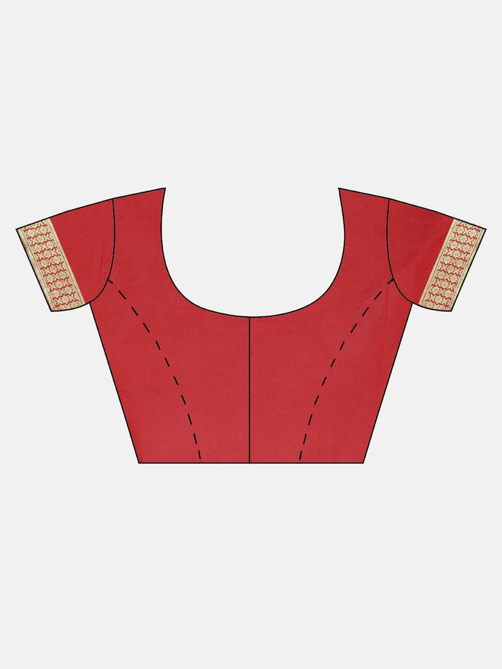 Neerus Red Textured Saree With Blouse