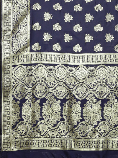 Neeru's Blue Textured Saree With Blouse
