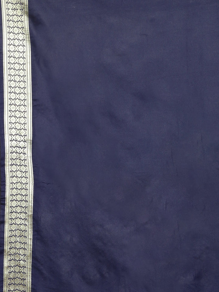 Neerus Blue Textured Saree With Blouse