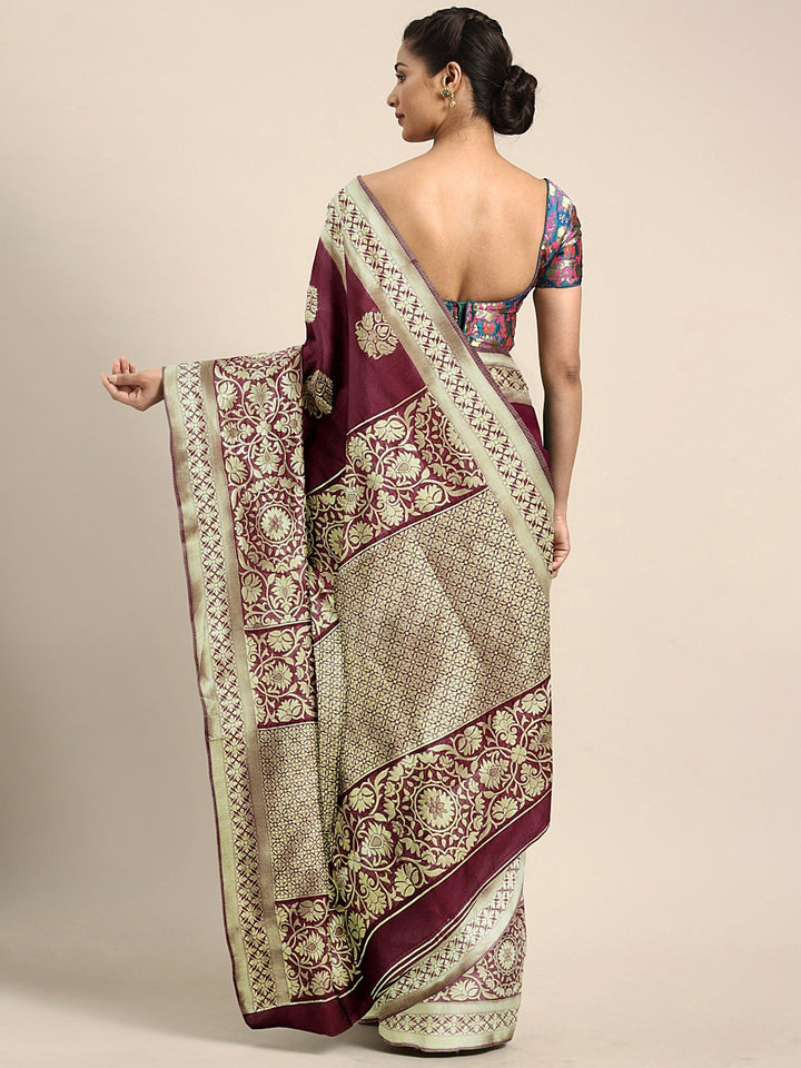 Neerus Magenta Textured Saree With Blouse