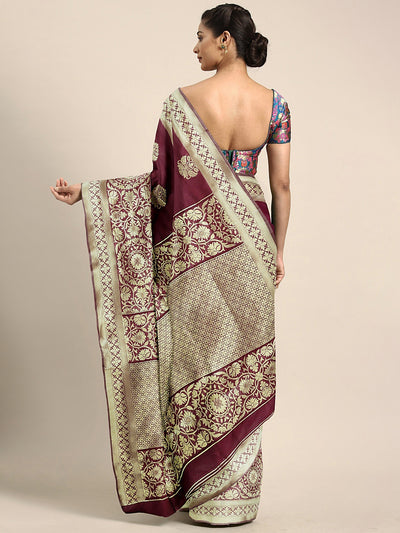 Neeru's Magenta Textured Saree With Blouse