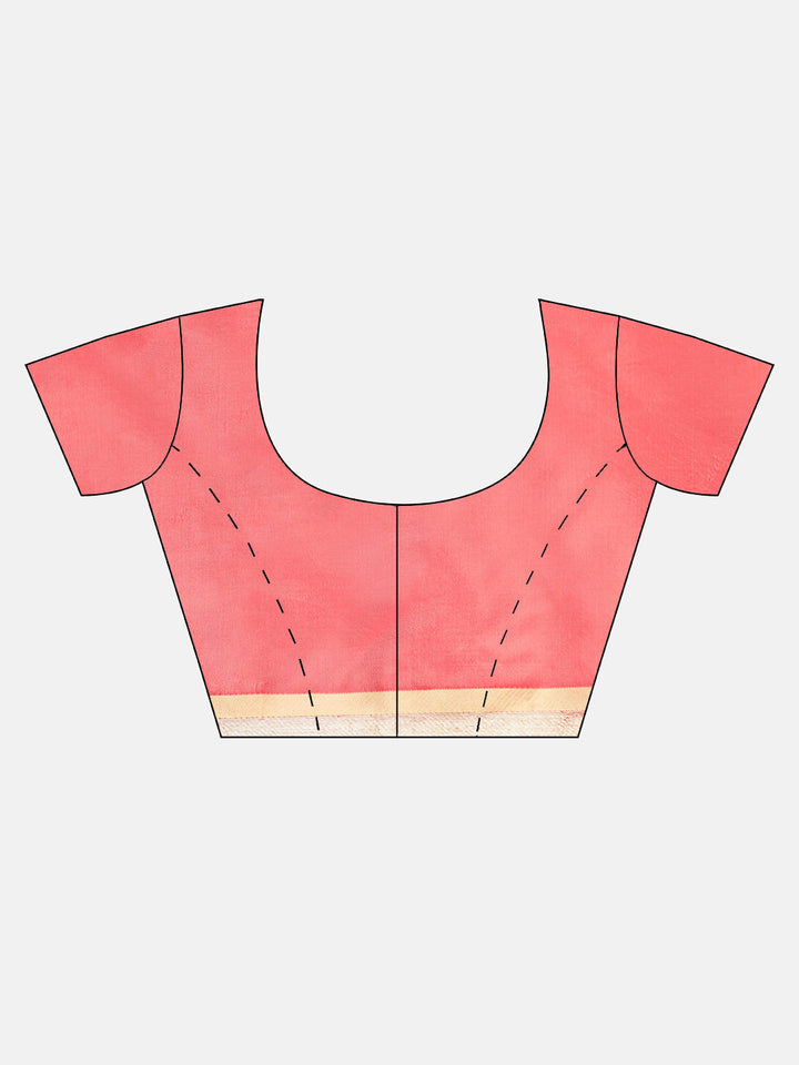 Neerus Yellow & Pink Textured Saree With Blouse