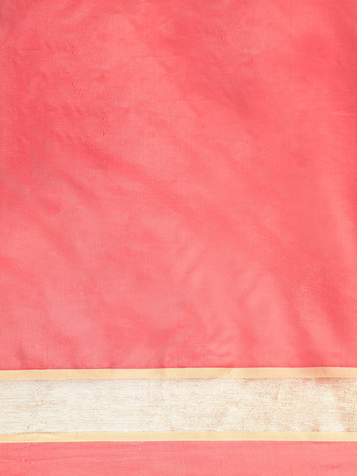 Neerus Yellow & Pink Textured Saree With Blouse