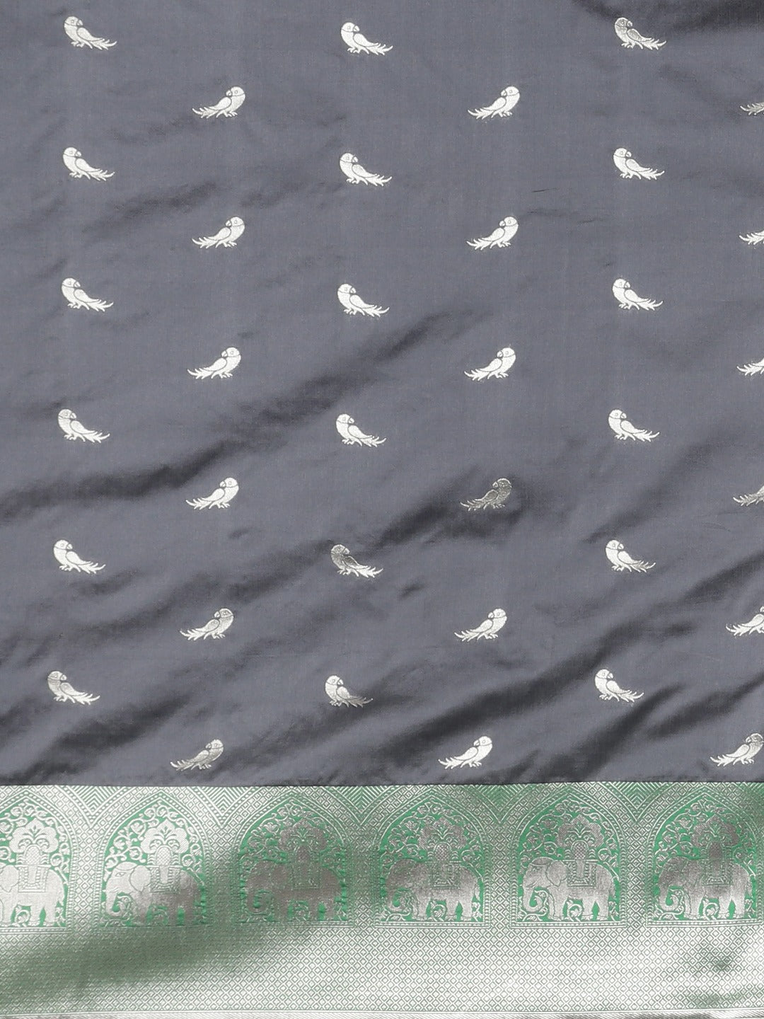 Neerus Grey Textured Saree With Blouse