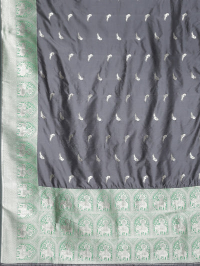 Neeru's Grey Textured Saree With Blouse