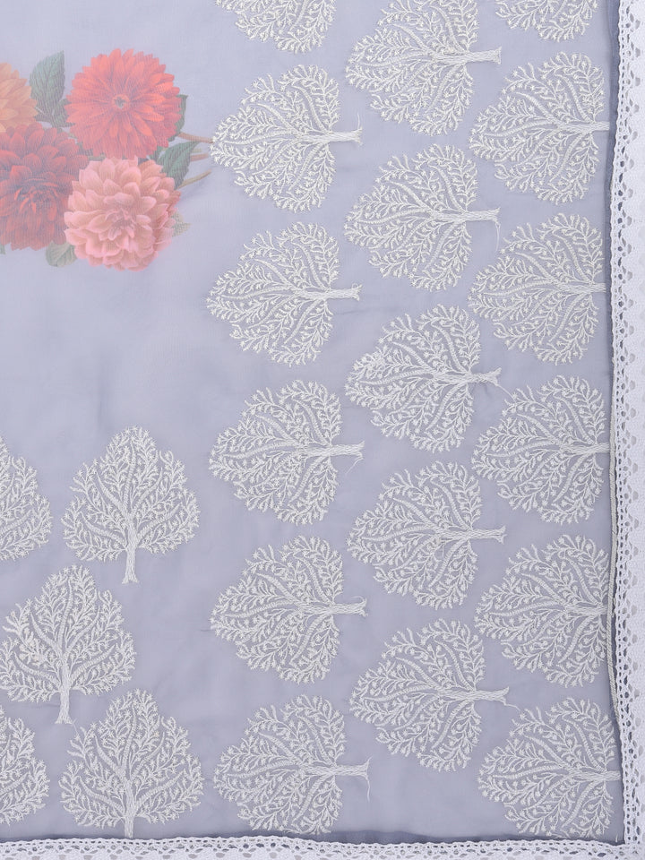 Neerus Grey Organza Saree - detail view 1