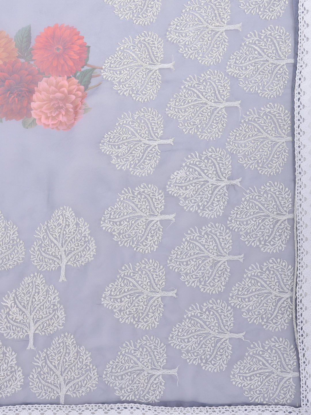 Neeru'S Grey Color, Organza Fabric Saree