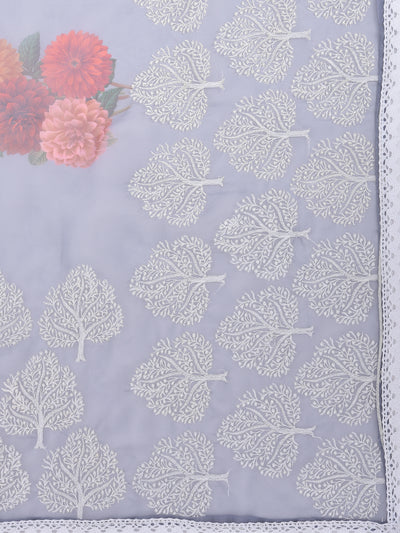 Neeru'S Grey Color, Organza Fabric Saree