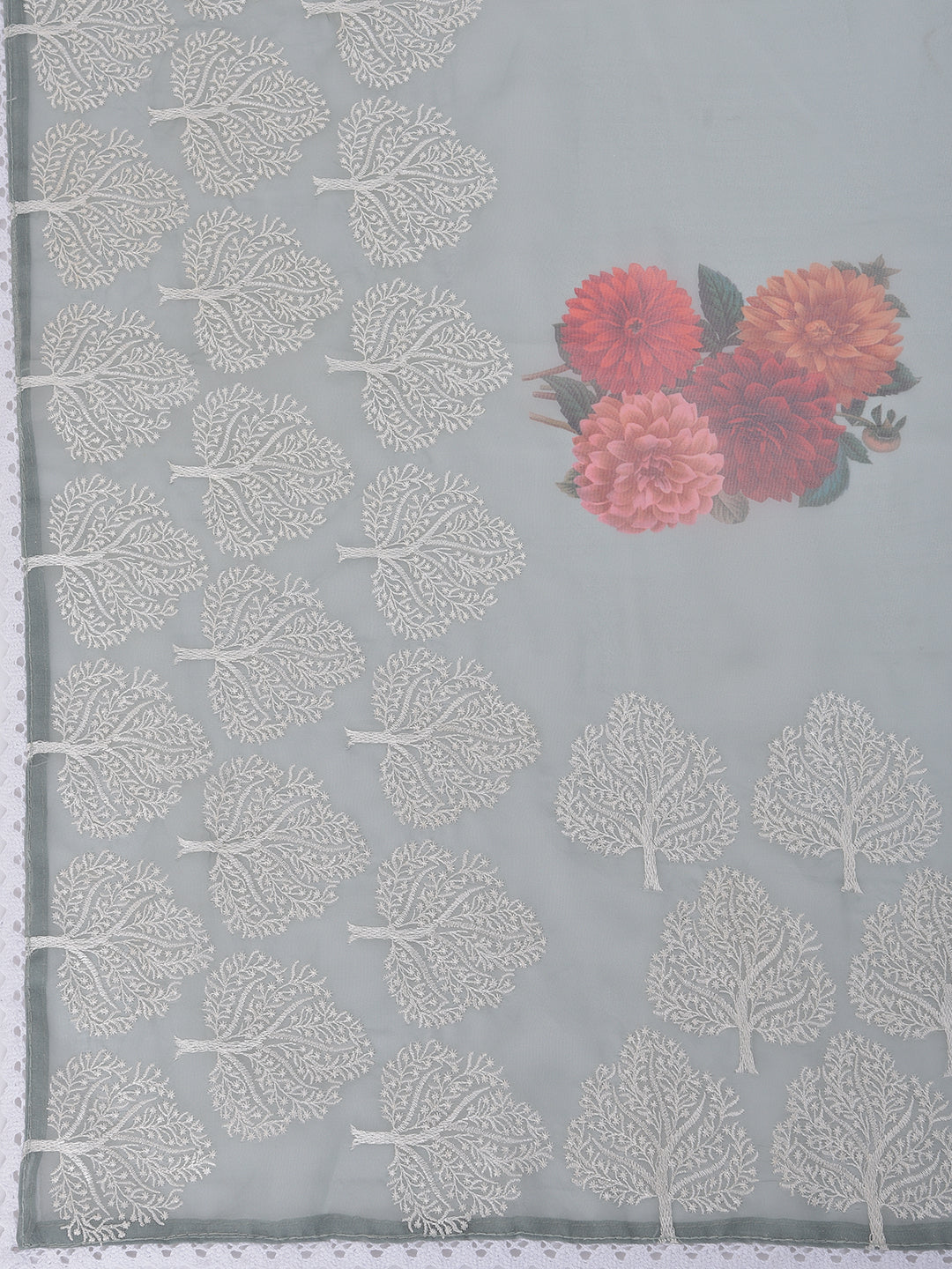Neerus Green organza saree - detail view 1