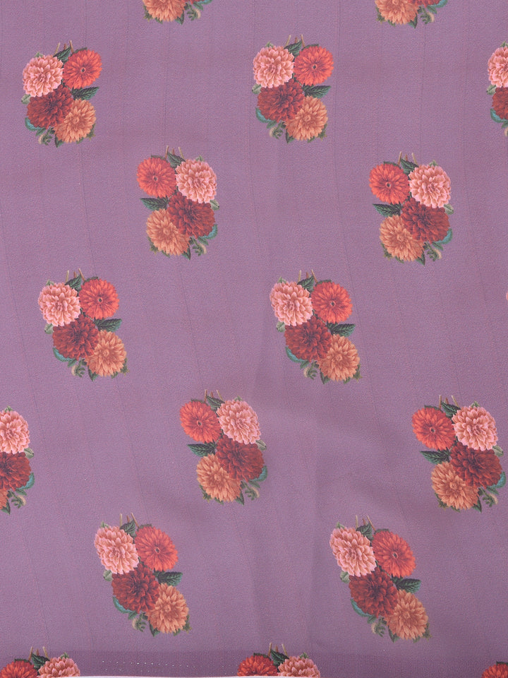 Neerus Onion Color Organza Fabric Saree