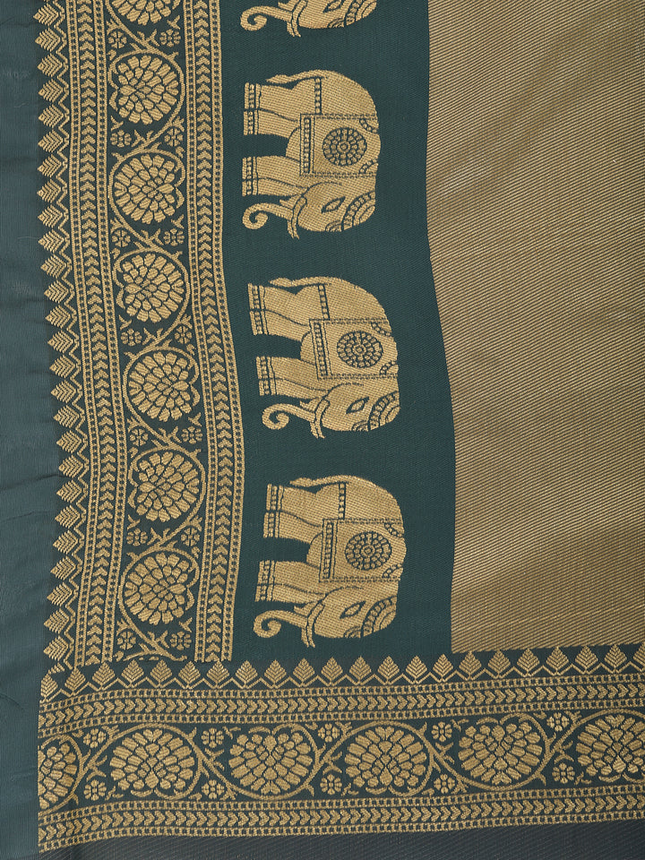 Neerus Green georgette woven saree - detail view 1