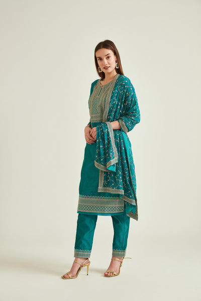 Neeru's Rama Colour Chanderi Fabric Suit