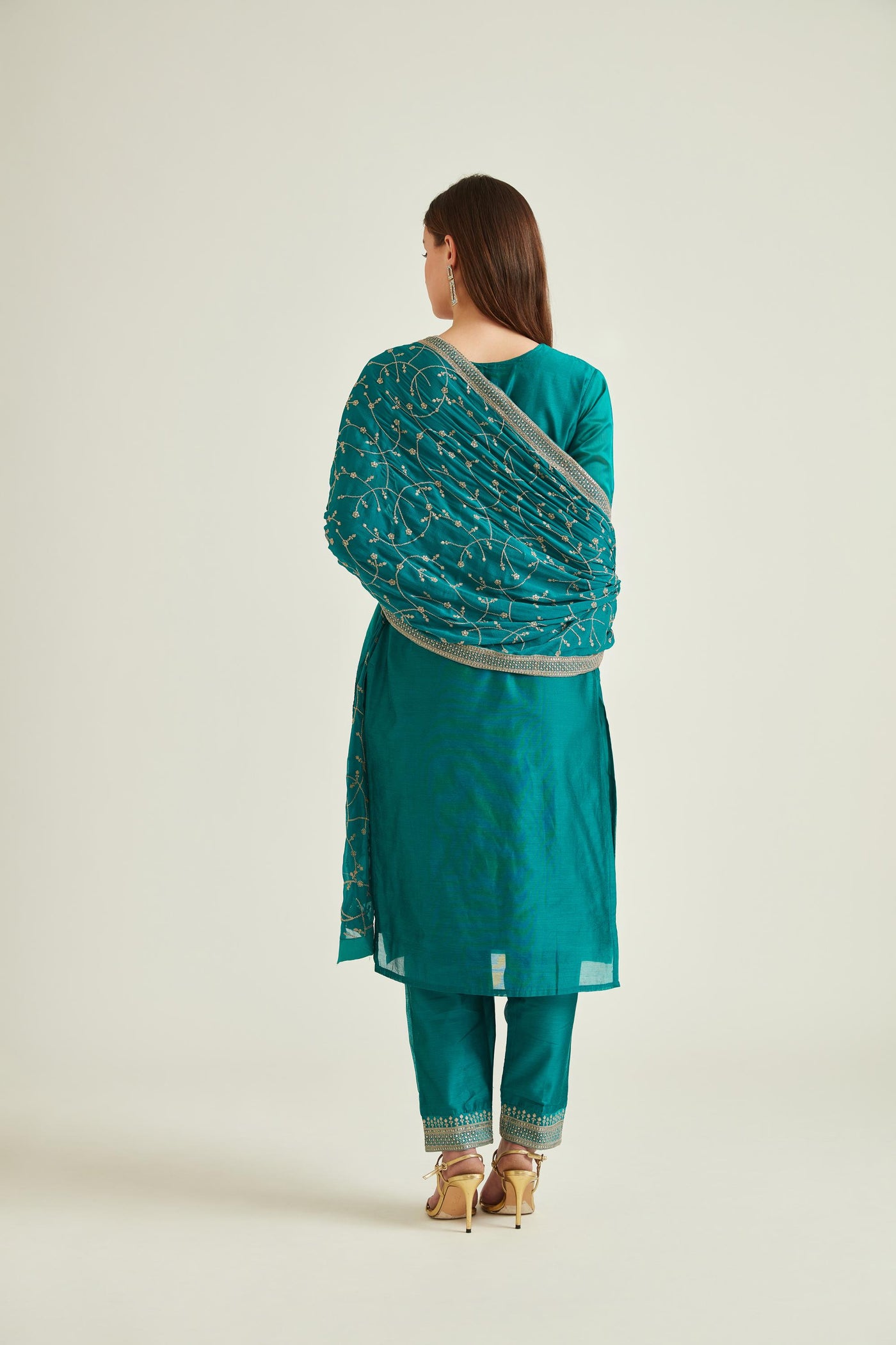 Neeru'S RAMA Colour CHANDERI Fabric SUIT