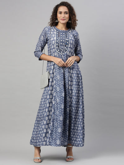 Neeru'S INDIGO color, MODEL fabric Kurta