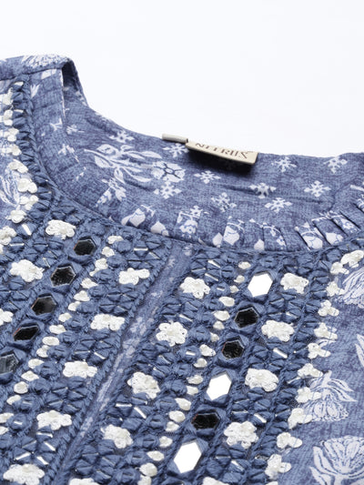 Neeru'S INDIGO color, MODEL fabric Kurta