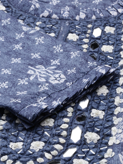 Neeru'S INDIGO color, MODEL fabric Kurta