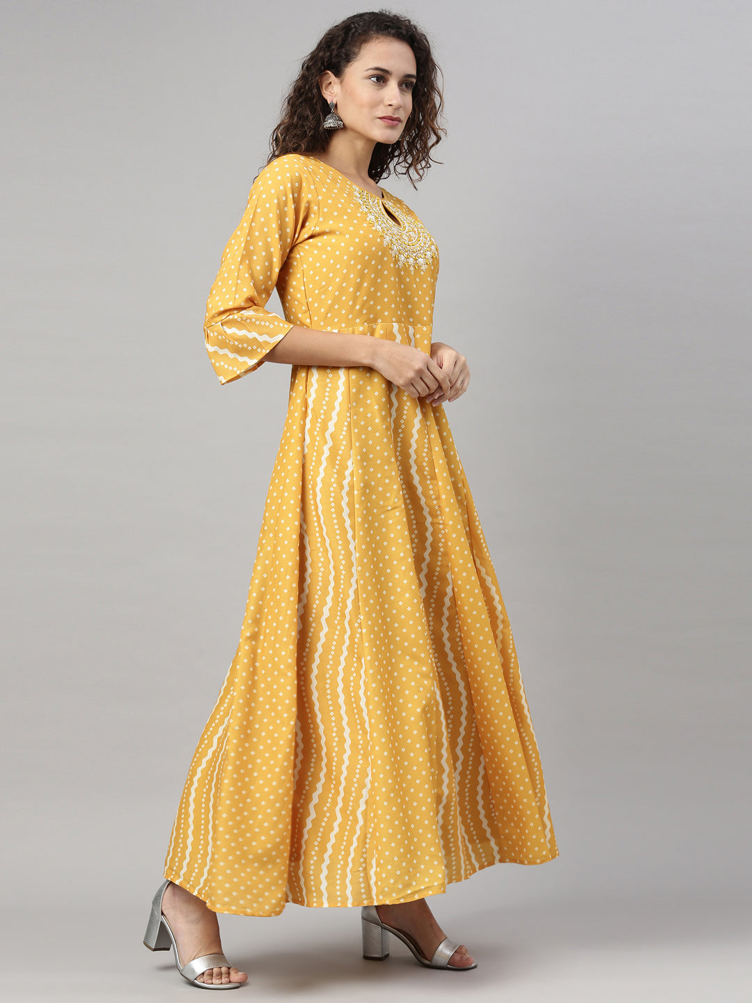 Neeru's Mustard Color Model Fabric Kurta