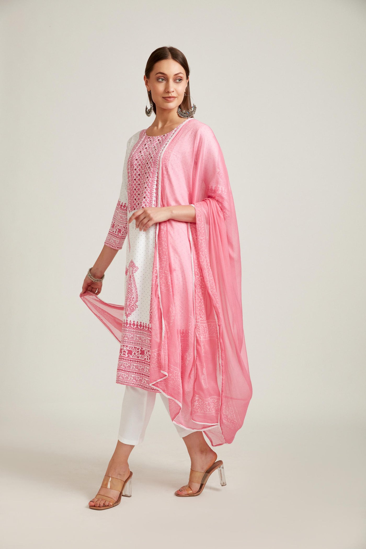 Neeru'S PINK Color MOUSE CREPE Fabric Salwar Kameez