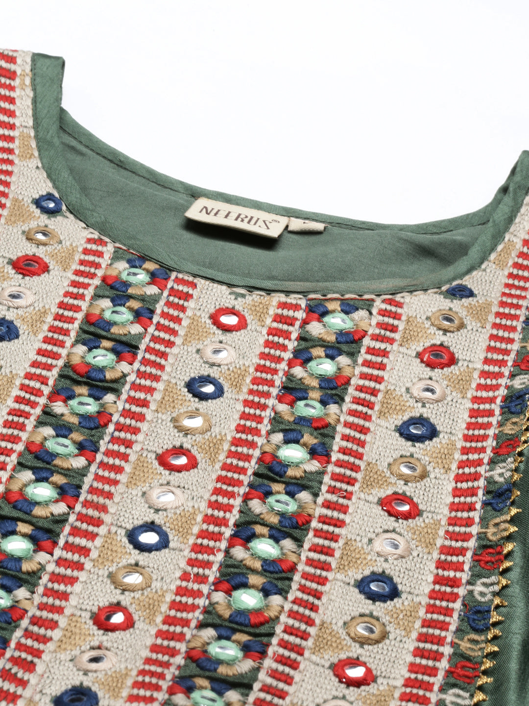 Neerus Green modal printed kurti - detail view 6
