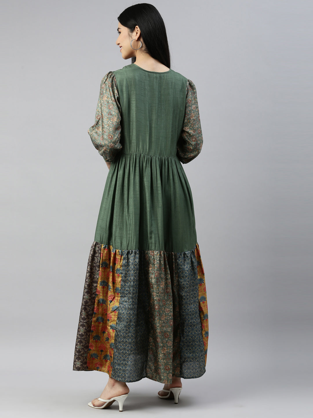 Neerus Green modal printed kurti - detail view 1