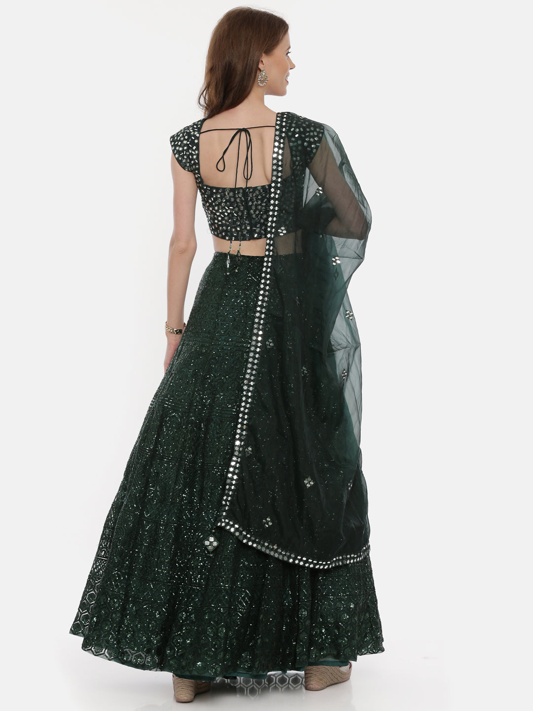 Neeru'S Green Color Nett Fabric Ghagra Set