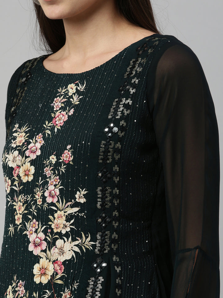 Neerus B Green Color Georgette Fabric Suit Set