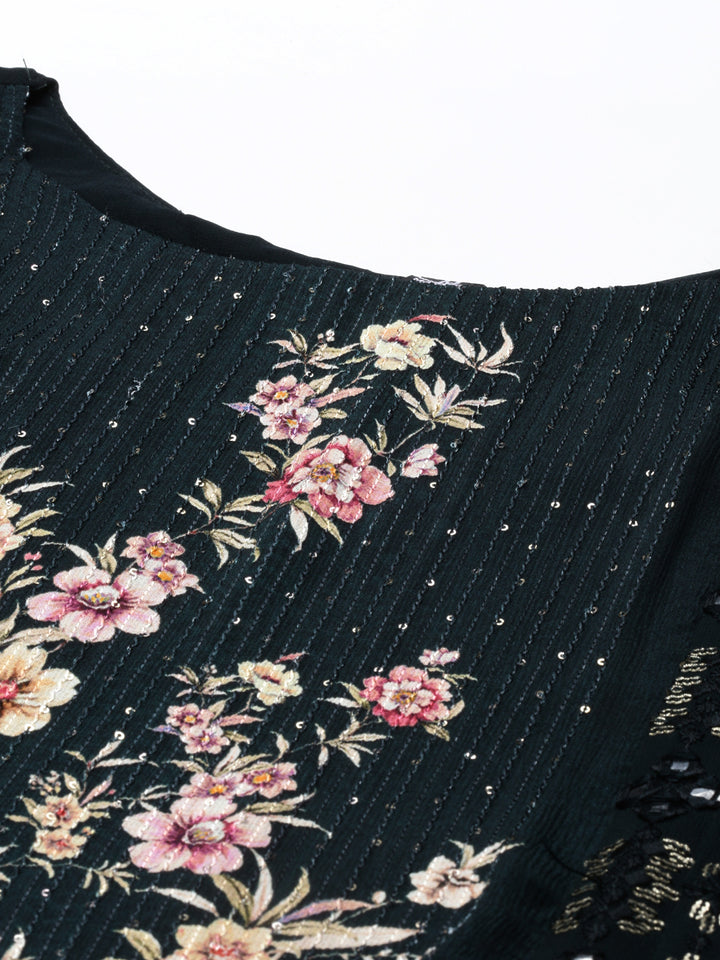 Neerus B Green Color Georgette Fabric Suit Set