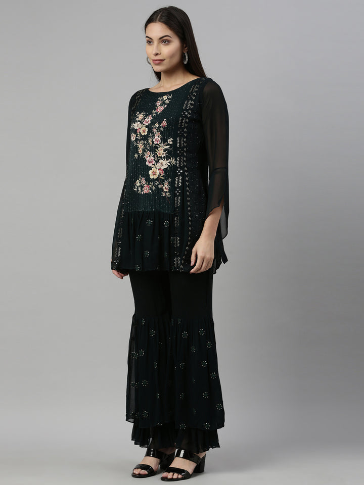 Neerus B Green Color Georgette Fabric Suit Set