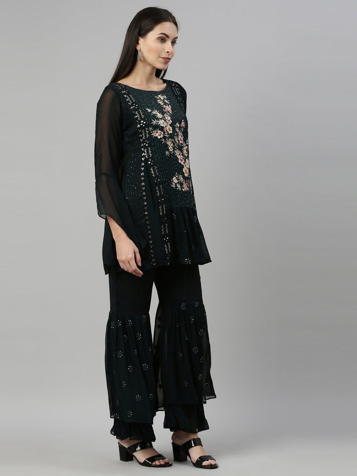 Neerus B Green Color Georgette Fabric Suit Set