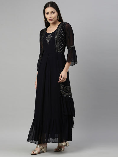 Neeru'S BLACK Color GEORGETTE Fabric Kurta