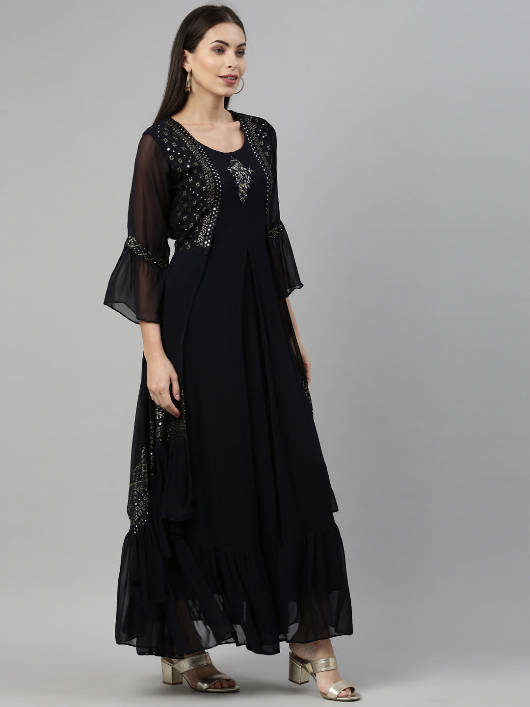 Neeru'S BLACK Color GEORGETTE Fabric Kurta