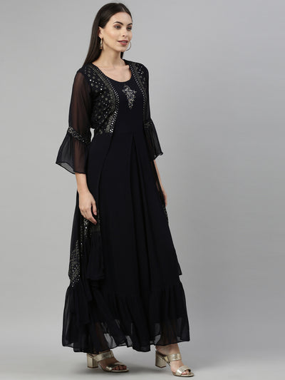 Neeru'S BLACK Color GEORGETTE Fabric Kurta