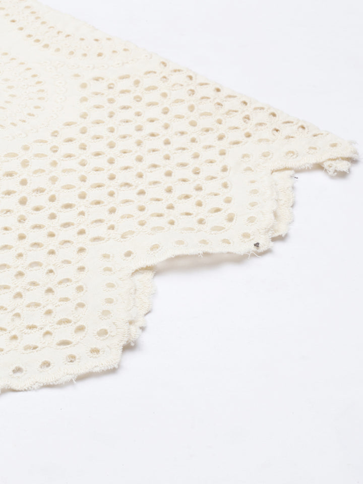 Neerus Cream solid flared palazzo - detail view 4
