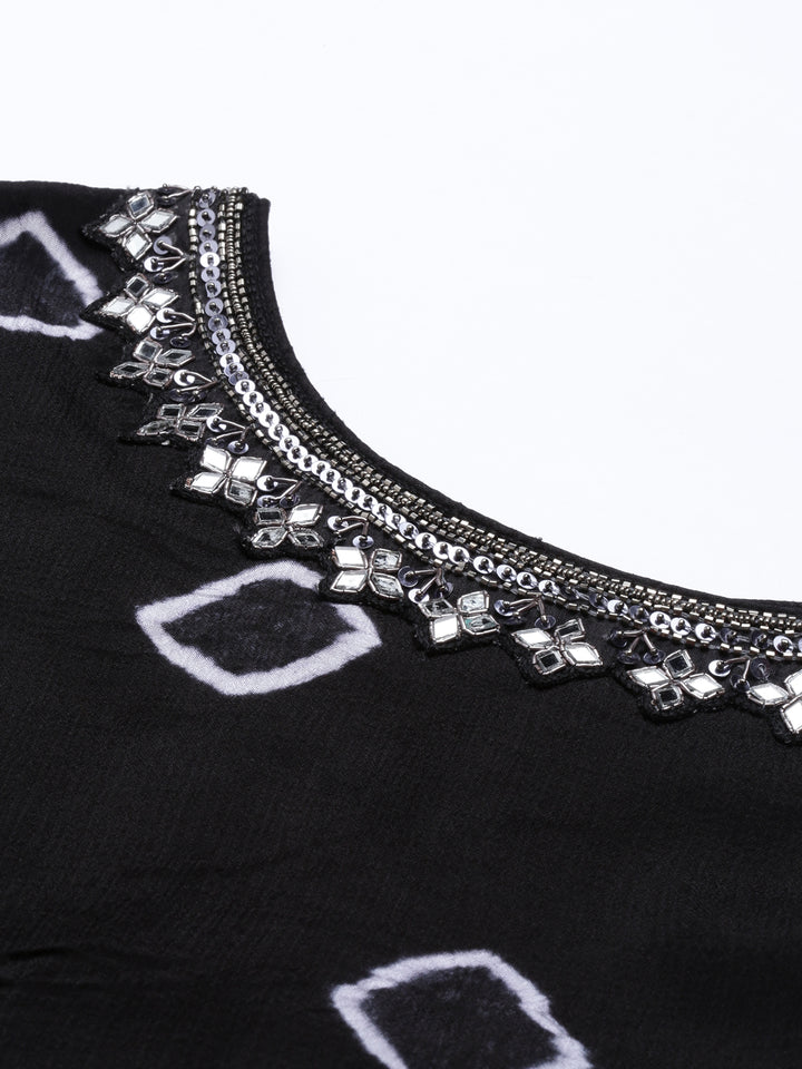 Neerus Black Color Georgette Fabric Suit-Gharara