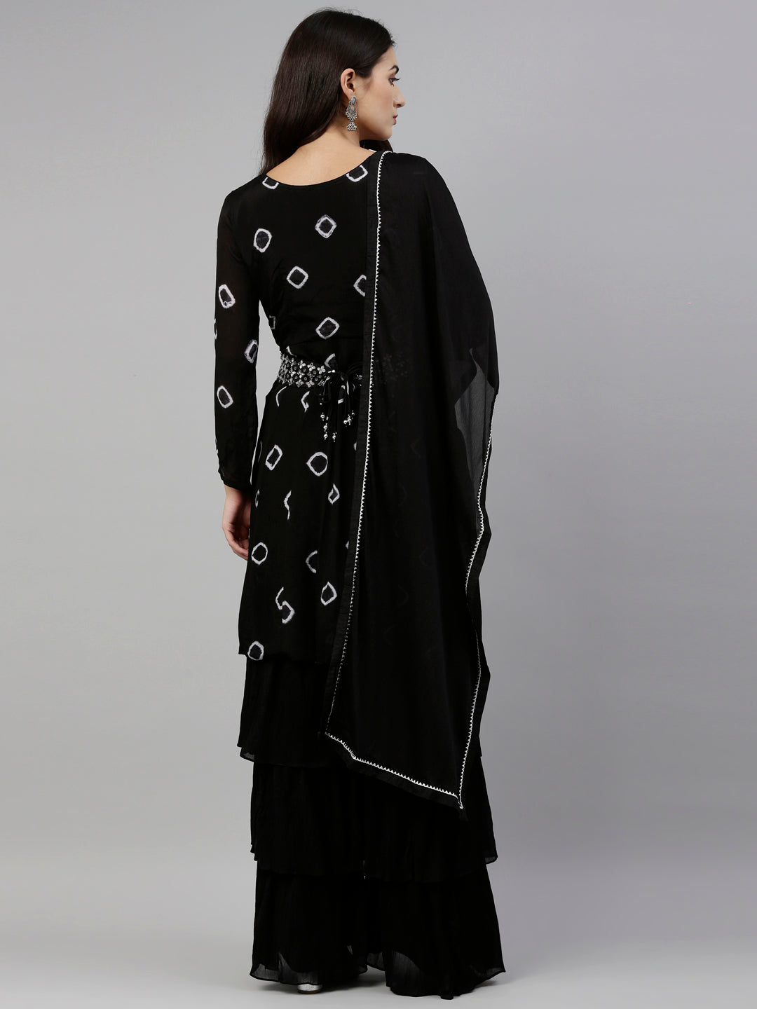 Neeru's Black Color Georgette Fabric Suit-Gharara
