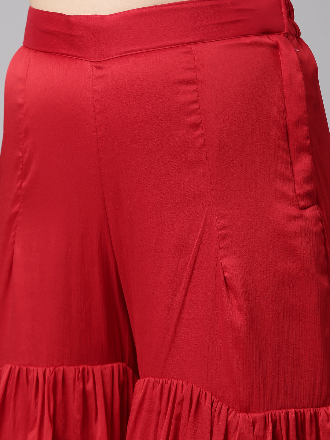 Neerus Red Color Georgette Fabric Kurta Set