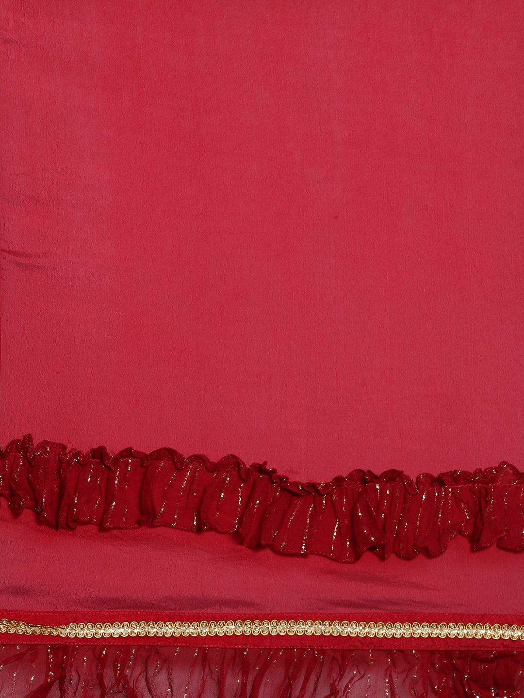Neerus Red georgette straight kurta set with palazzo - detail view 9