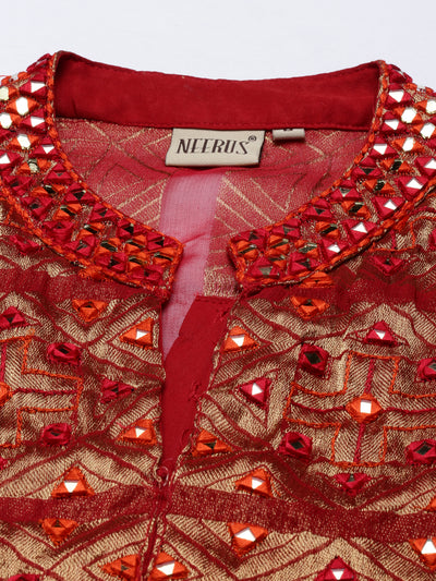 Neeru's Red Color Georgette Fabric Suit-Plazzo