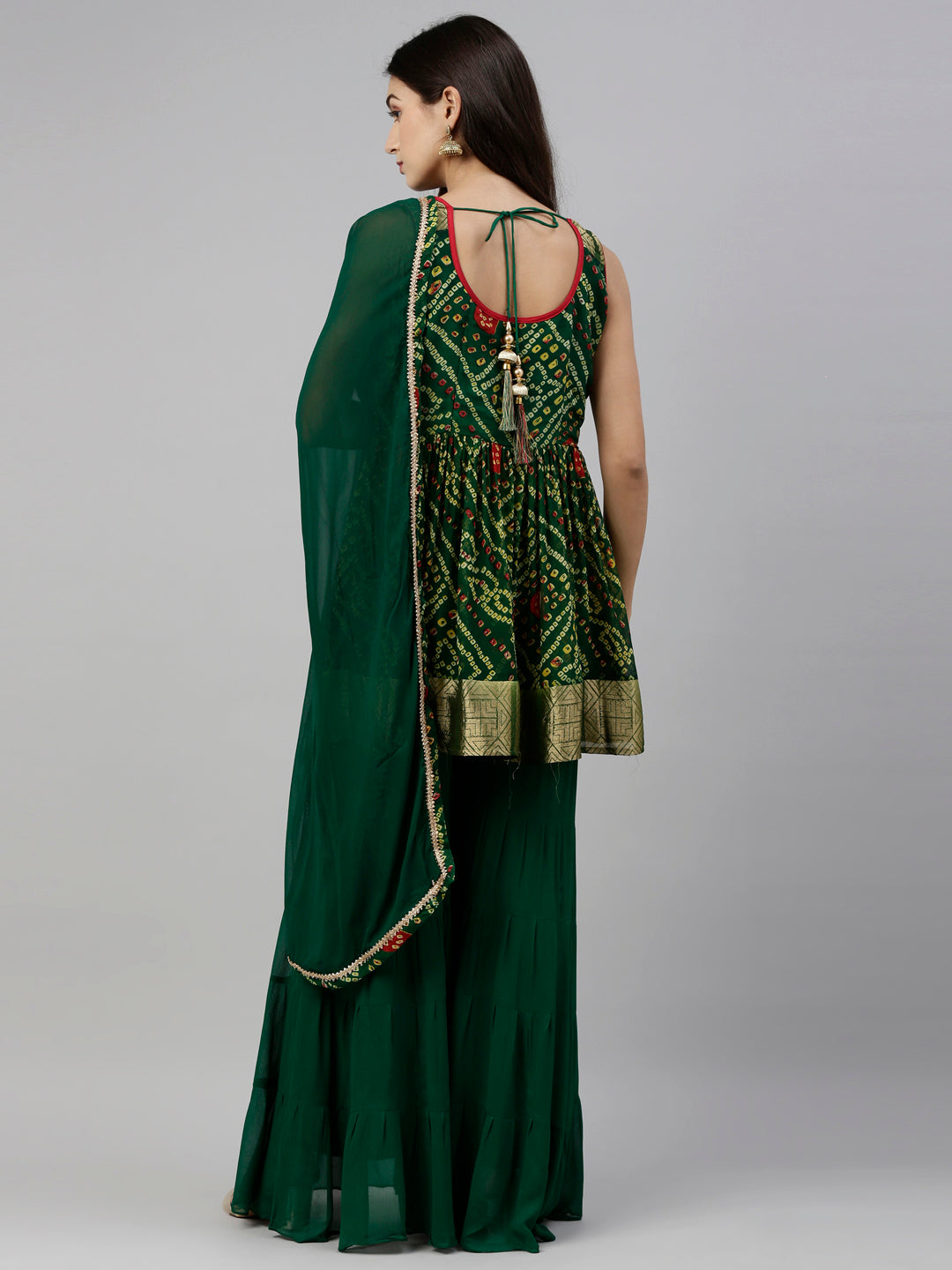 Neerus Green Color Georgette Fabric Suit-Plazzo