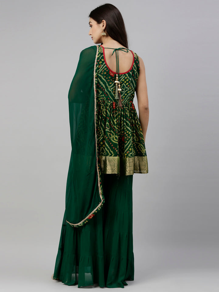 Neerus Green Color Georgette Fabric Suit-Plazzo