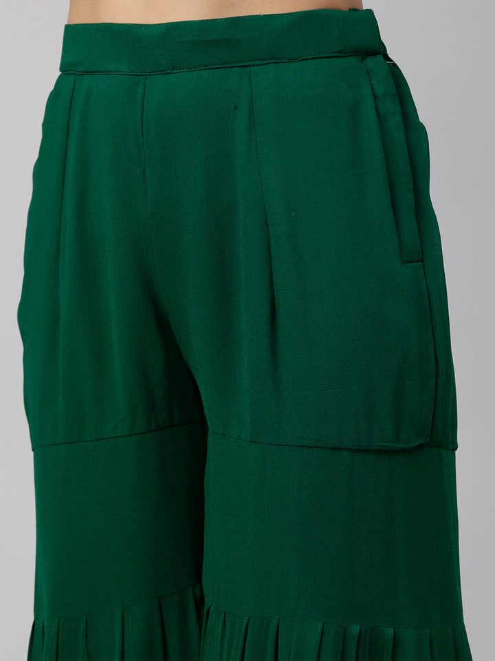 Neerus Green Color Georgette Fabric Suit-Plazzo